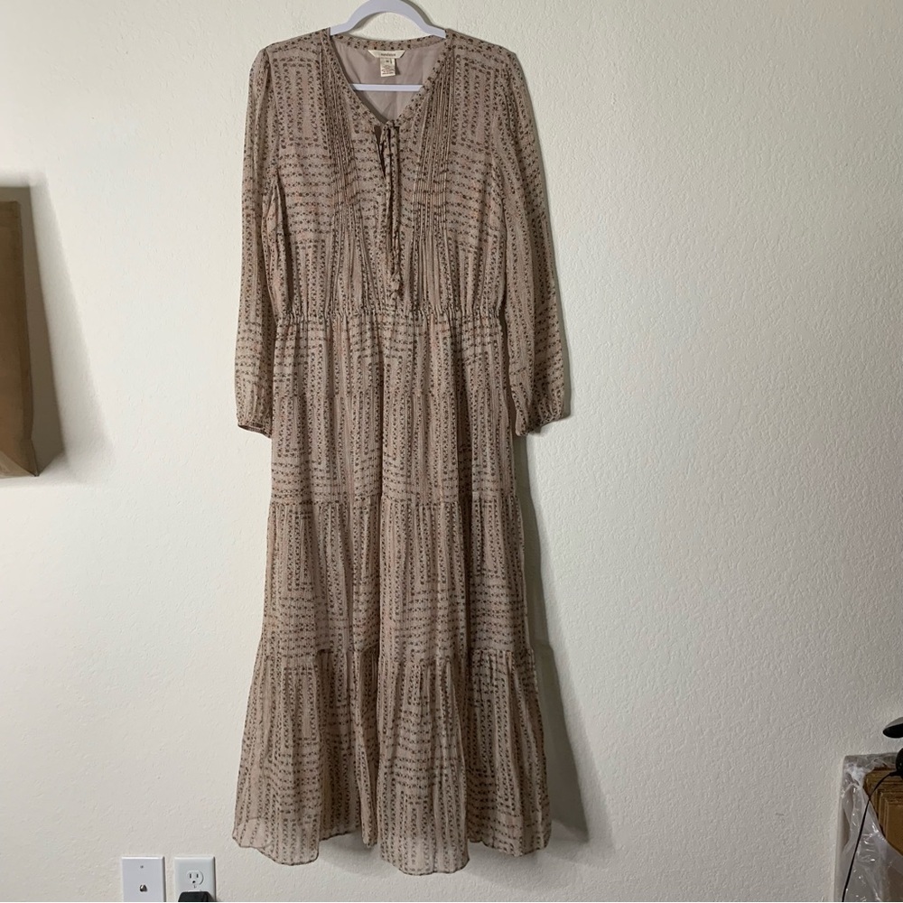 Sundance women’s emmylous ballad long sleeve silk printed tie neck maxi dress 10